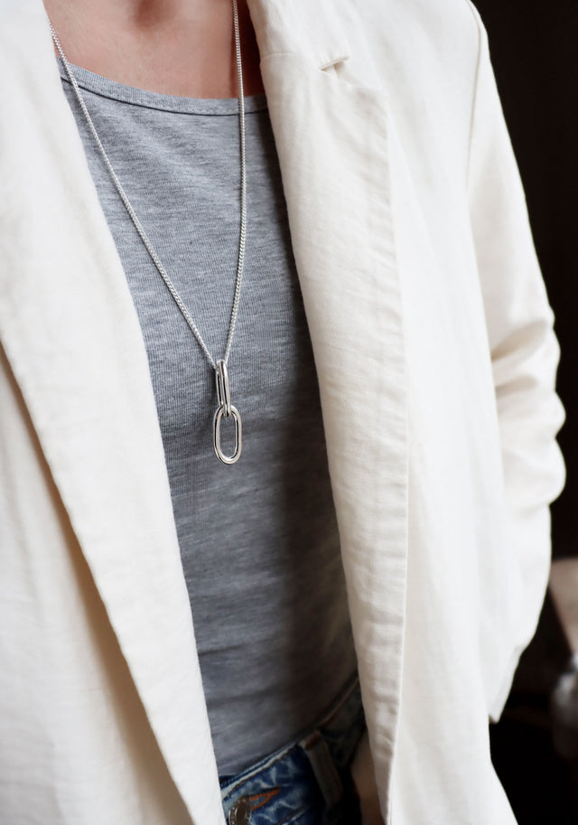 Chunky Paperclip Links Halskette, silber