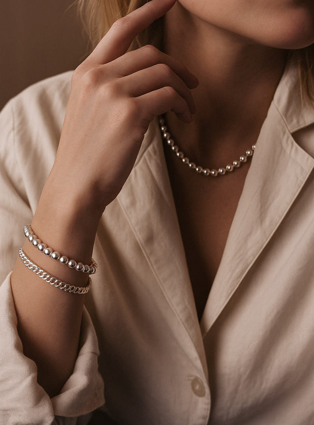 Silver Pearl Bracelet, silver