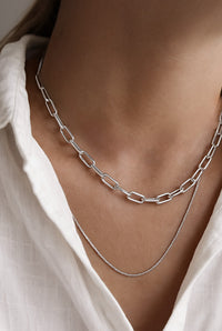 Paperclip Kedja Rund, Halsband silver