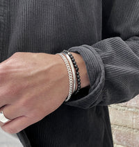 Mila Man Pansar Armband herr, silver 5 mm - Mila Silver