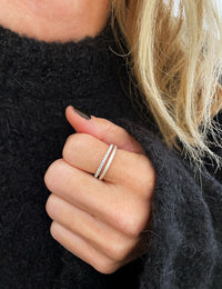 Mila Combo ring thin, frosted silver 