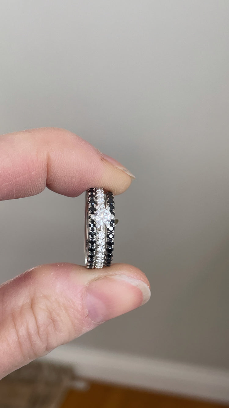 Elise Eternity Black Diamond silver ring, silver