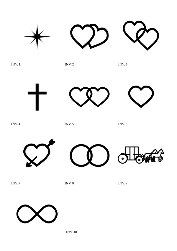 Symboler som kan graveras. 