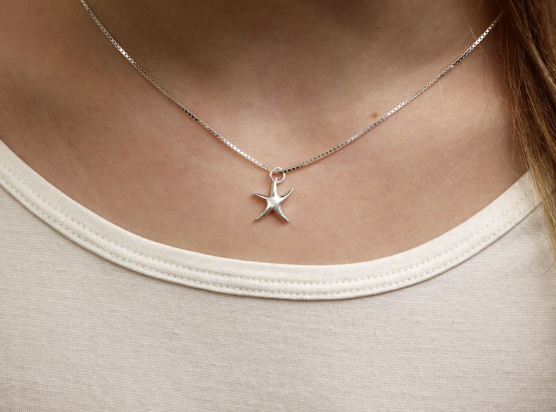 Barnsmycke Starfish Halsband, silver