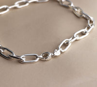 Chunky Chain Paperclip chain, Necklace silver