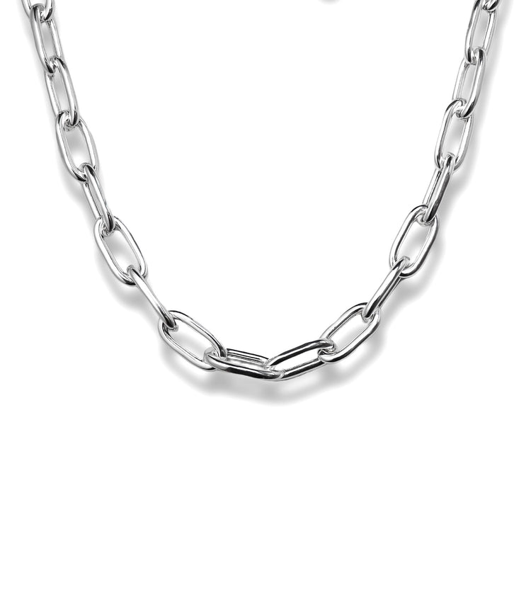 Chunky Chain Paperclip 10 mm, Halsband kedja silver