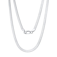 Chain Necklace silver, Pressed Snake chain / Herringbone, 3 mm