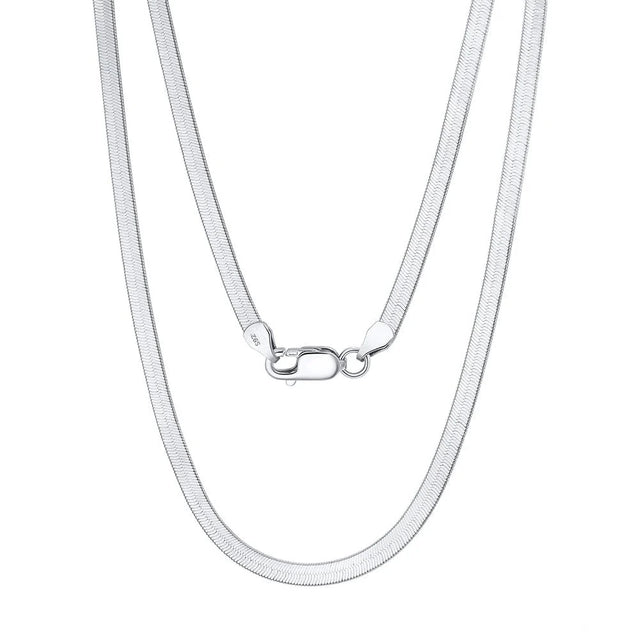 Kedja Halsband silver, Pressad Ormkedja / Herringbone, 5mm