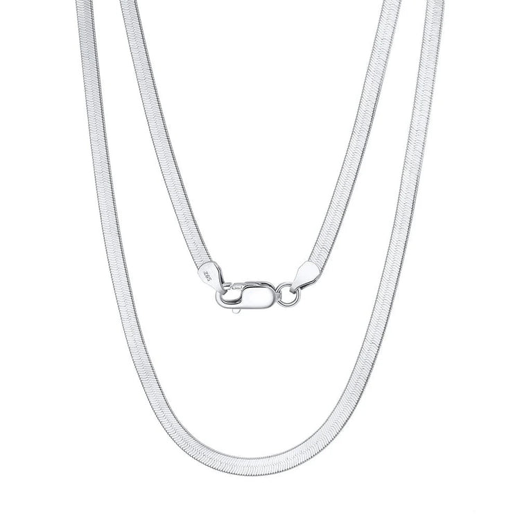 Chain Necklace silver, Pressed Snake chain / Herringbone, 3 mm