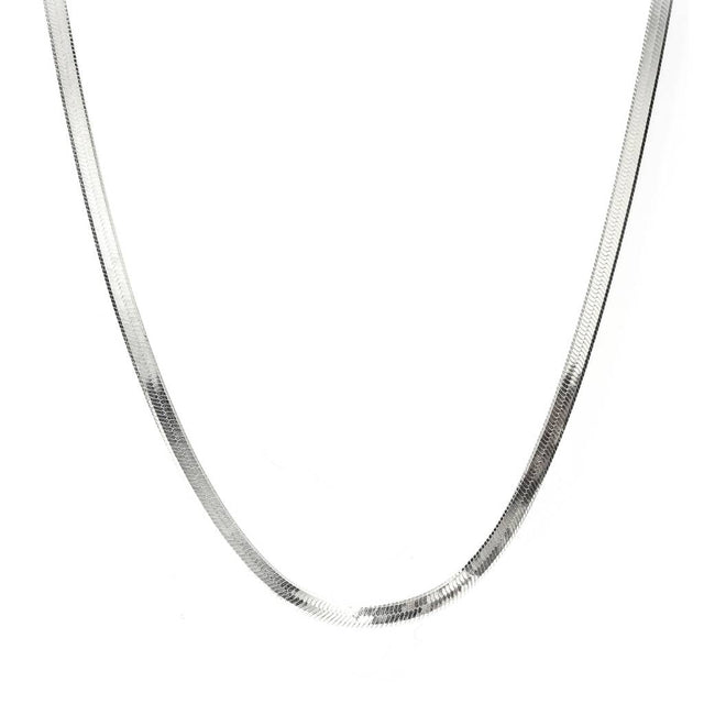 Chain Necklace silver, Pressed Snake chain / Herringbone, 3 mm