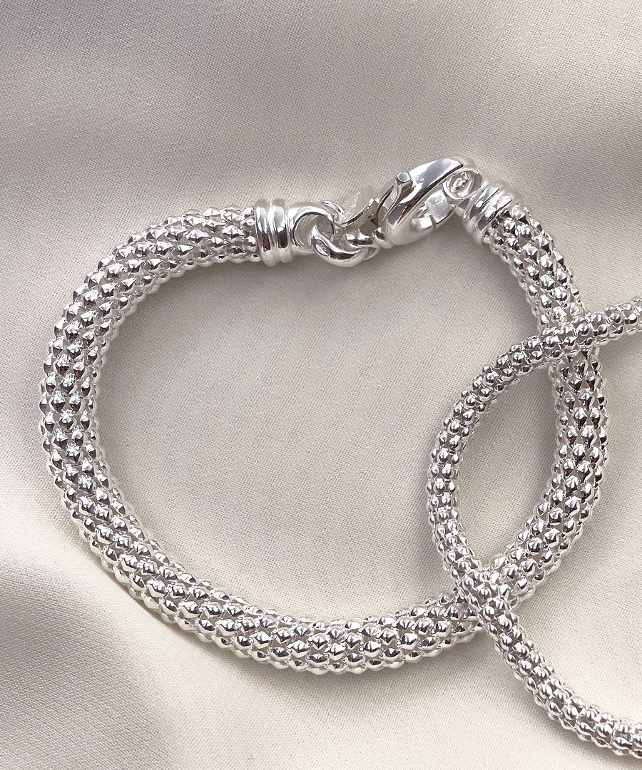 Sterling Silver Personalized Monogram Popcorn-Chain Bracelet. 8