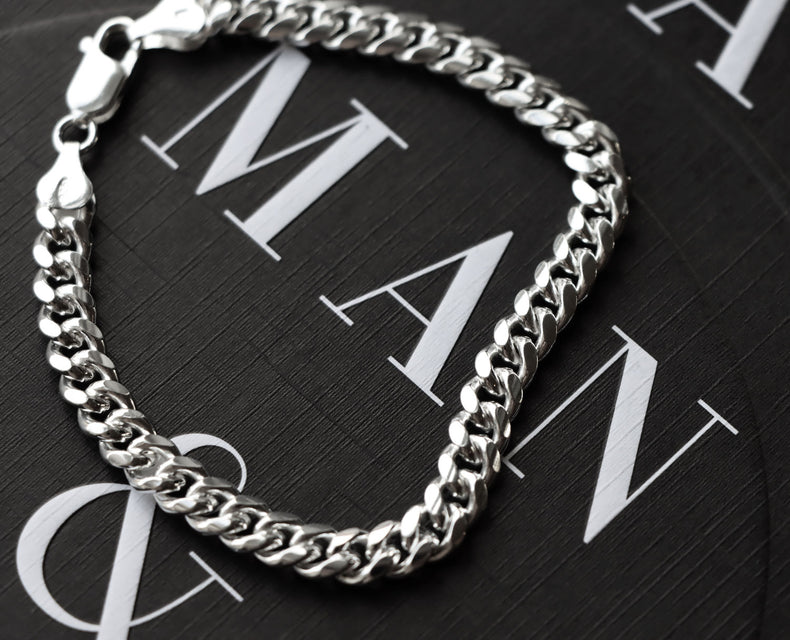 Mila Man Cuban, Armband Herrenkette silber, 7 mm