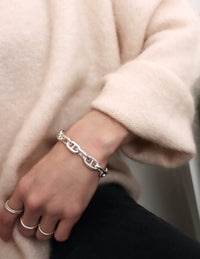 Anchor Chunky Chain Armband, Silber