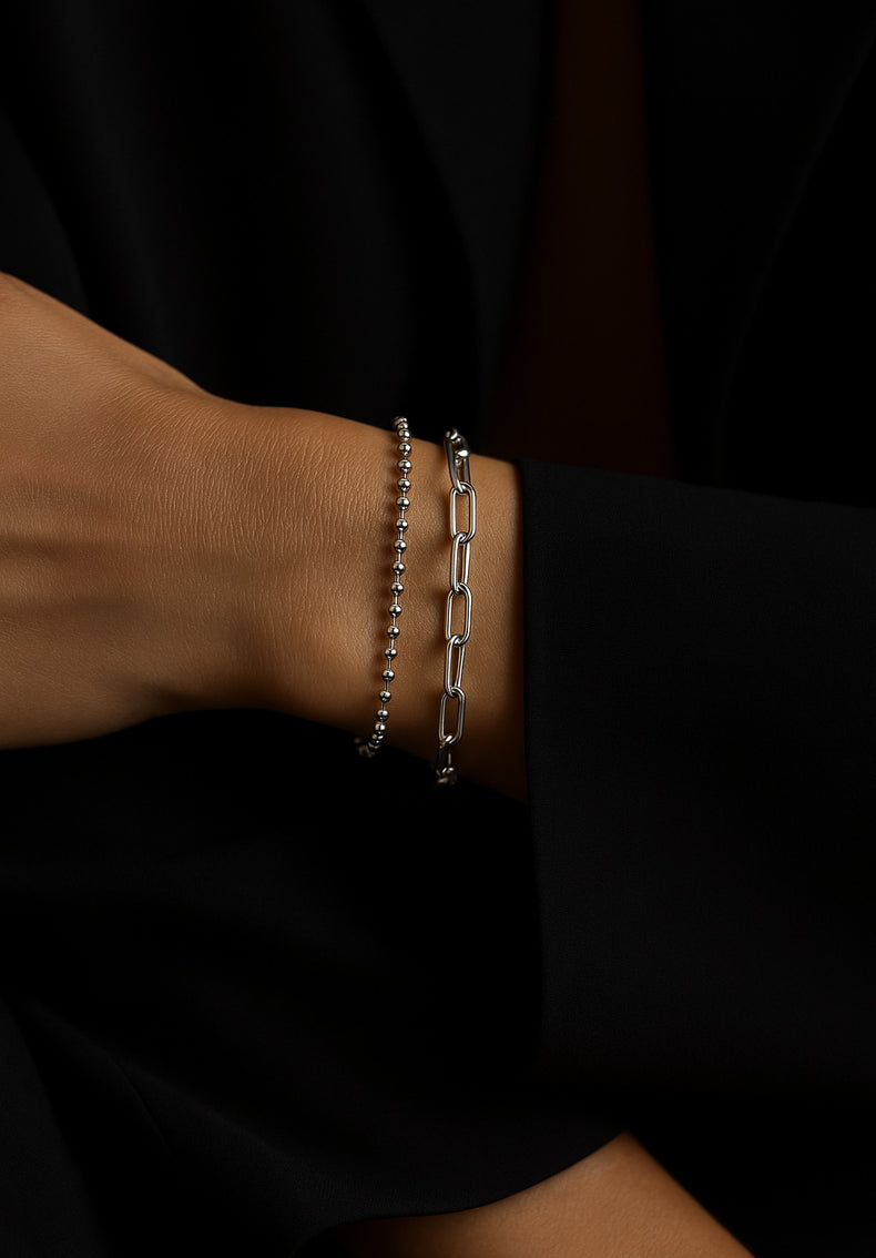 Paperclip Chain Round, bracelet silver