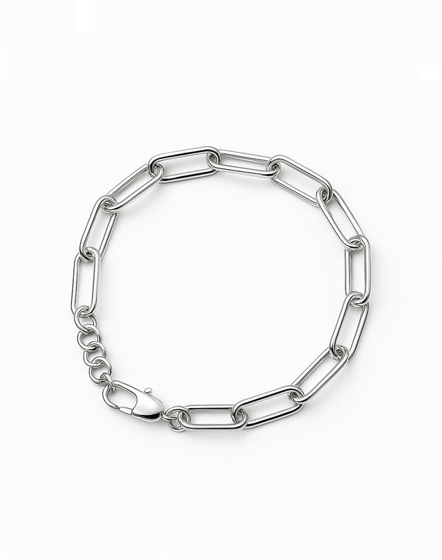 silverarmband med kedja, modell Paperclip.
