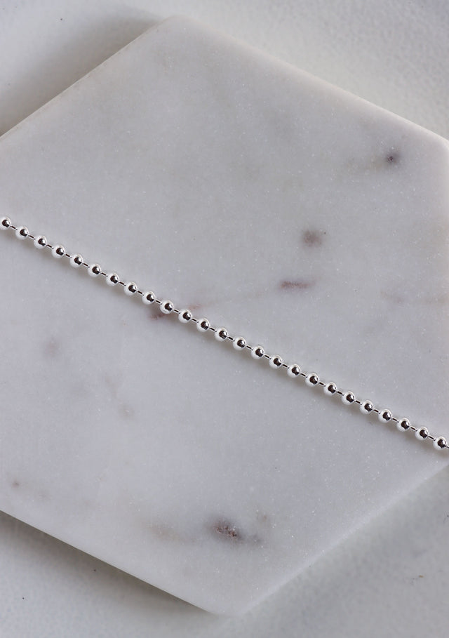 Beaded Chain Armband, silver 3 mm