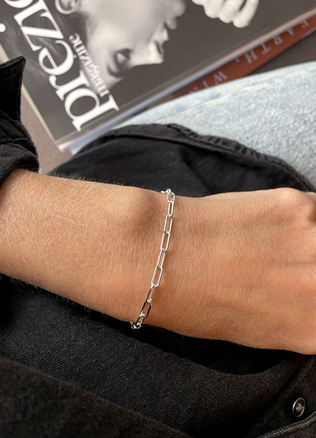 Paperclip Kedja Armband, 4 mm | 925 silver