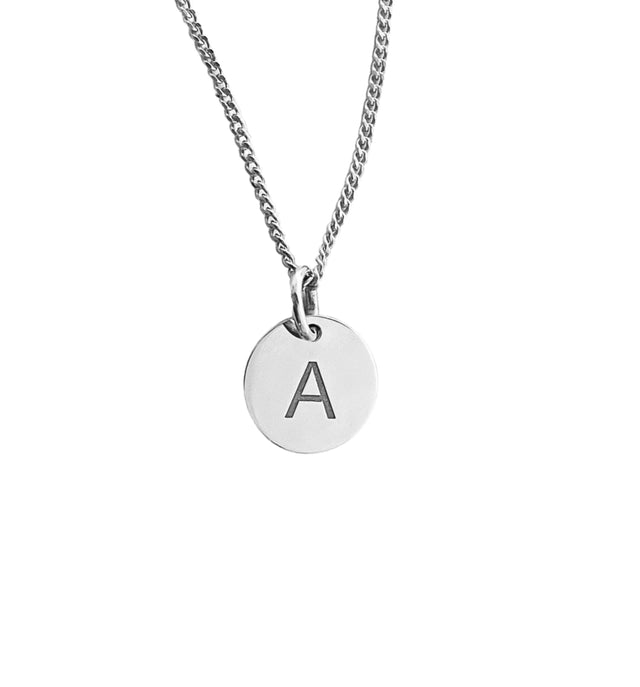 LETTER CHARM silver, A-Z, engraved, Straight font