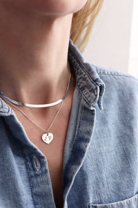 Plain Heart necklace, engraved letter A-Z