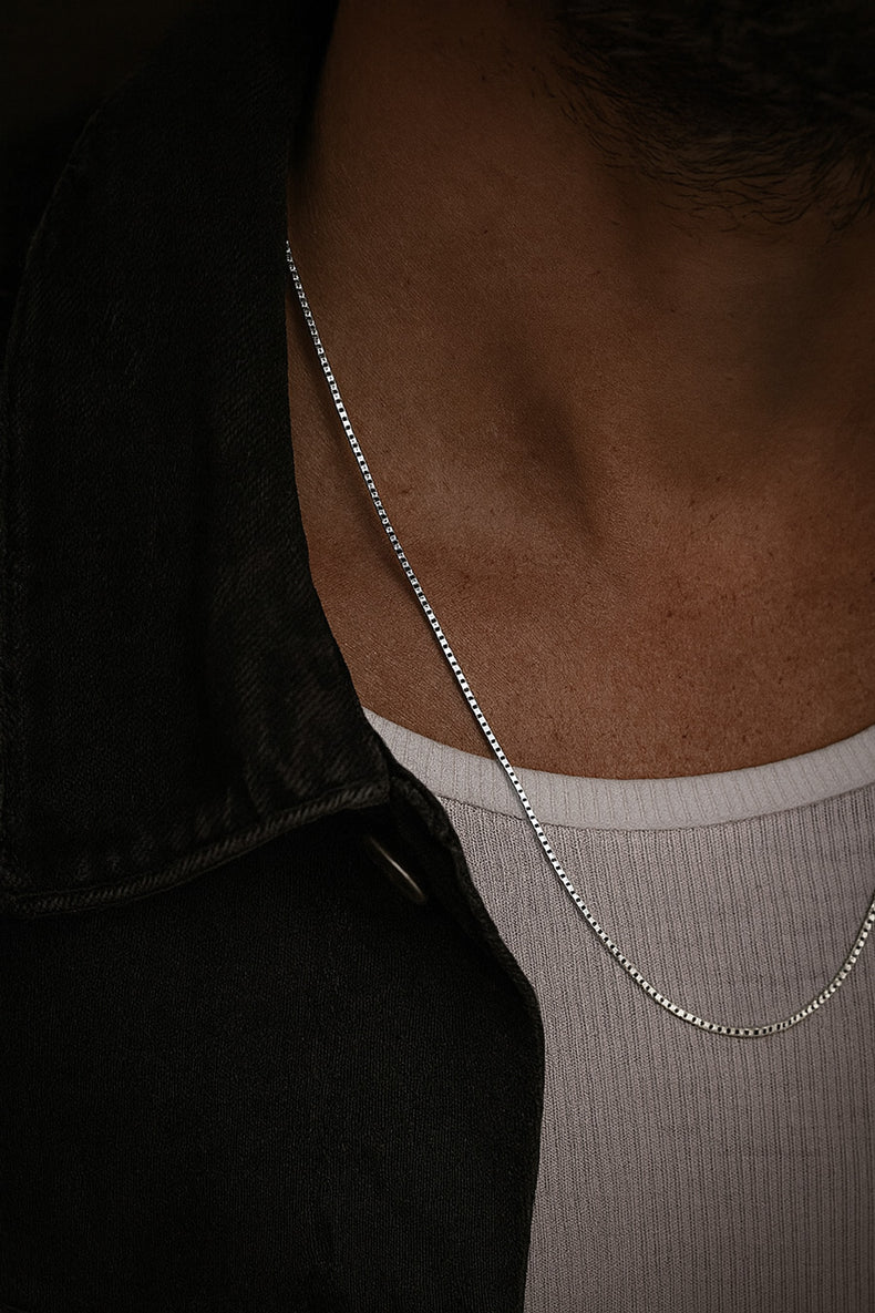 Mila Man Halsband Herr, Box kedja 1.5 mm, 925 silver