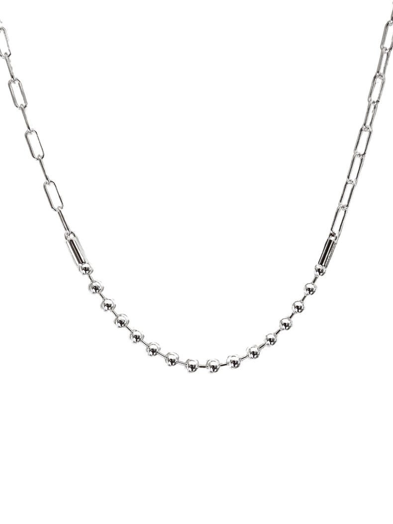 Beaded Paperclip Kedja Halsband, silver