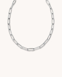 Kedjehalsband i äkta silver med ovala länkar, Paperclip chain. 