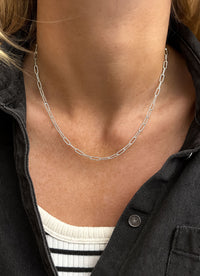 Paperclip Kedja Halsband, 4 mm | 925 silver