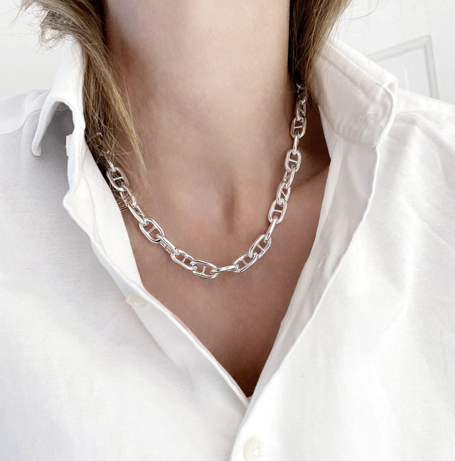 Anchor Chunky Chain Necklace, silver