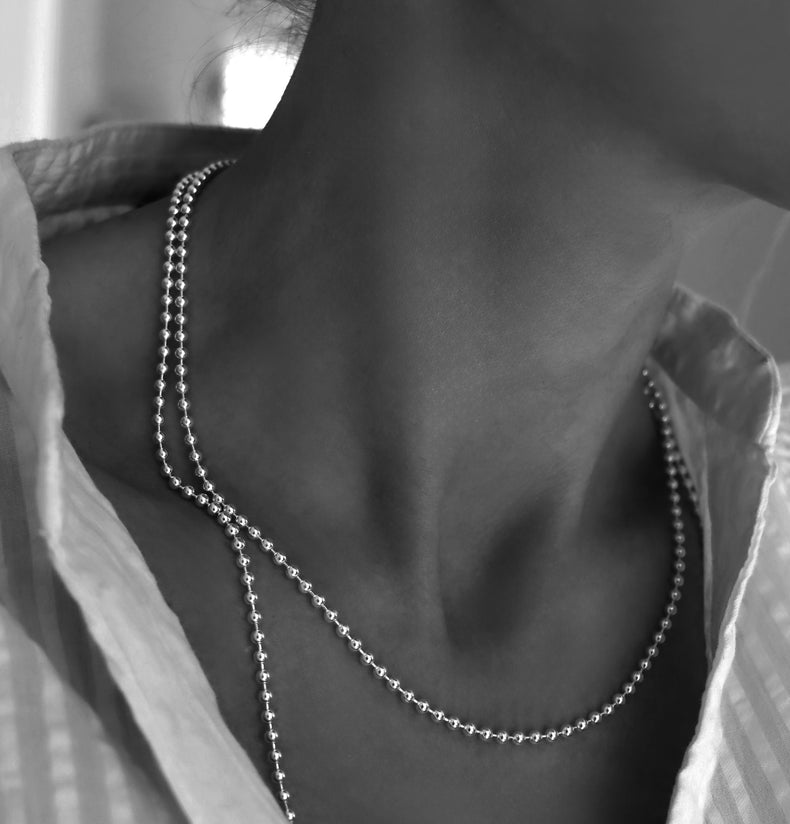 Perlenkette silber, 3 mm