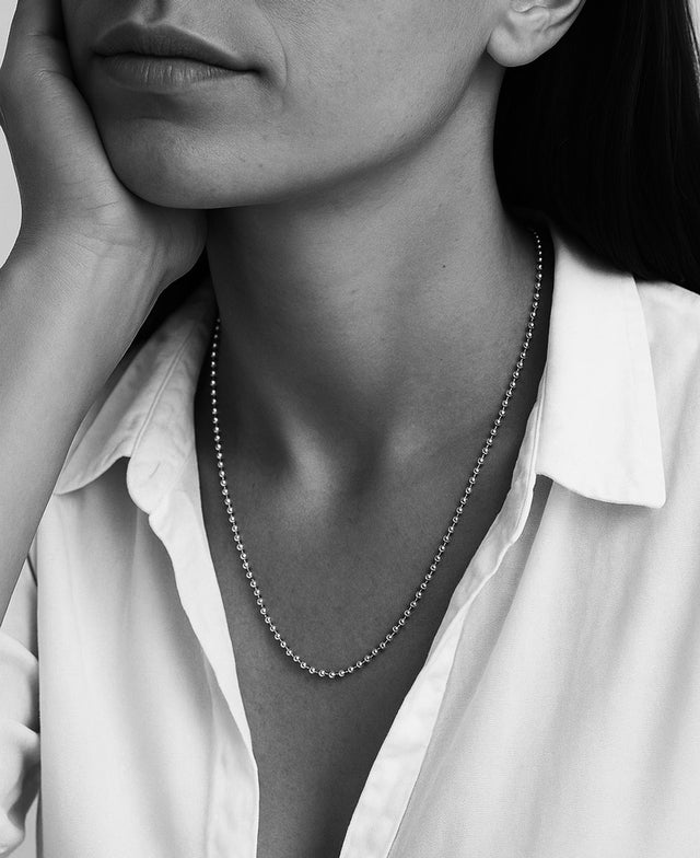 Beaded Chain Halsband, Kulkedja silver 2 mm / 60 cm