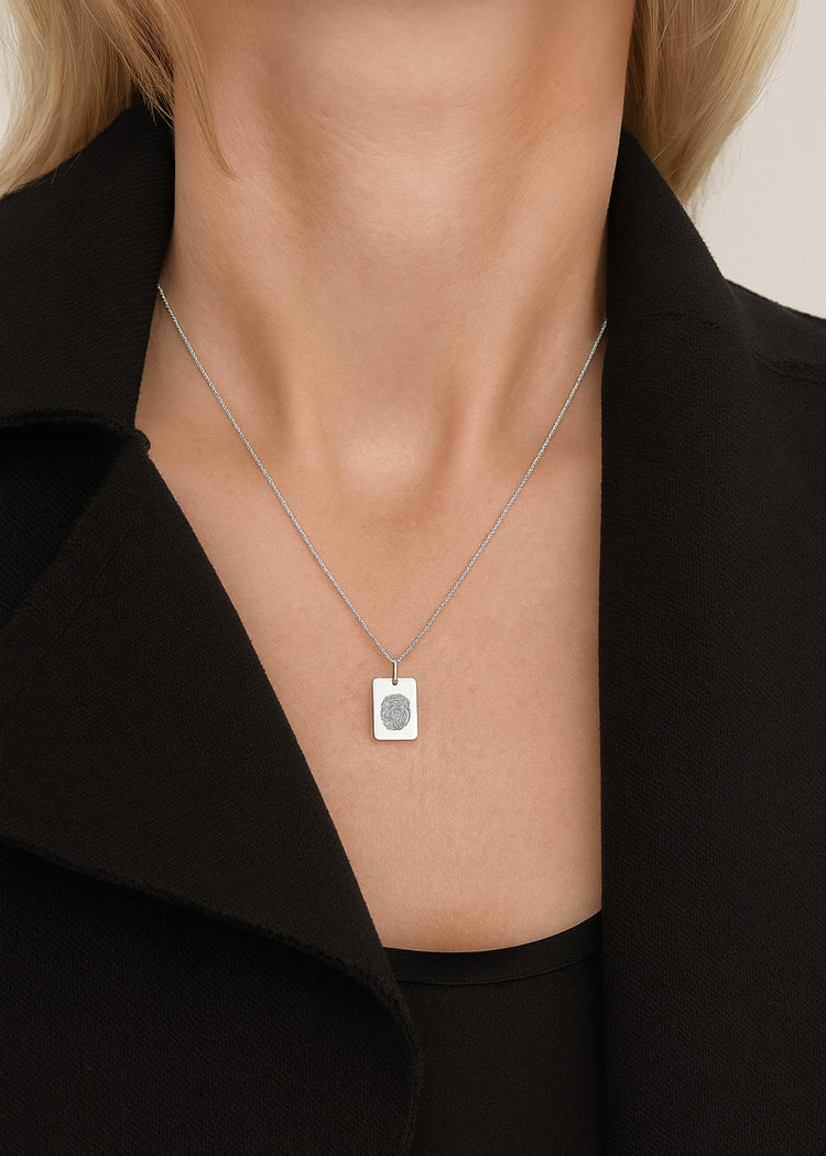Charm with your own fingerprint, rectangular | 925 silver