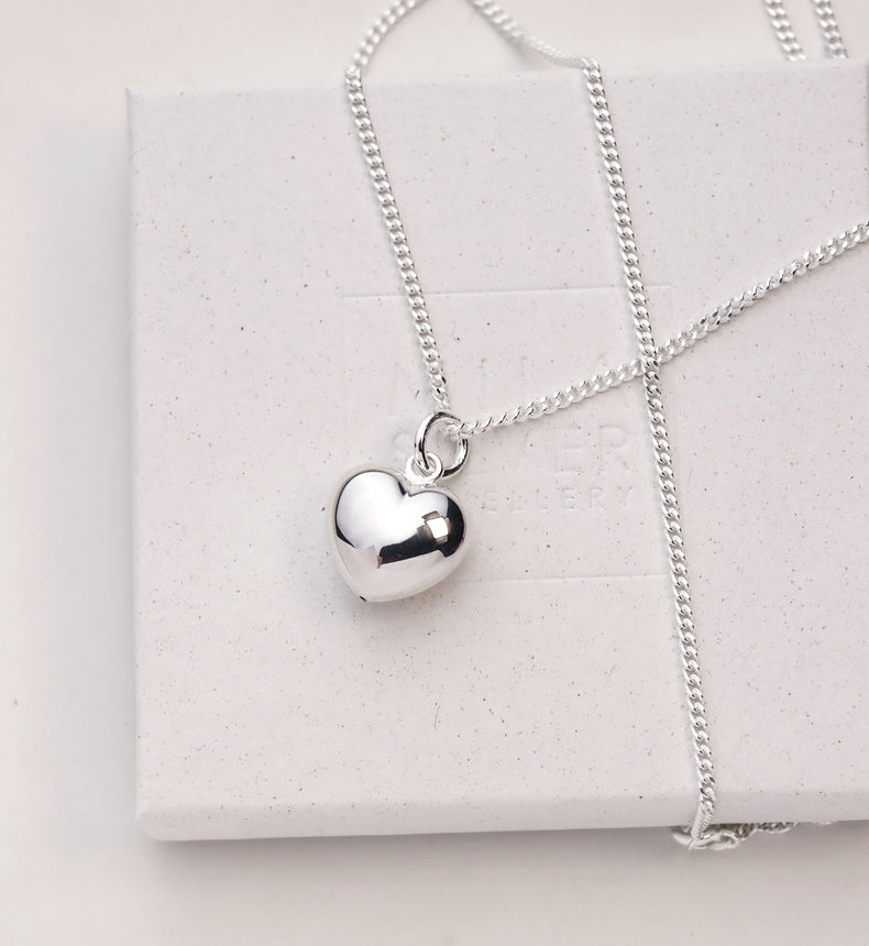 Chunky Heart Necklace, silver