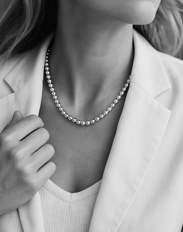 Silver Pearl Necklace, silver