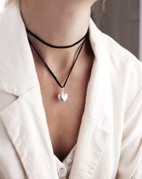 Chunky Heart Choker Halsband, silver