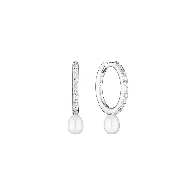 Sparkling Stone &amp; Pearl Hoops