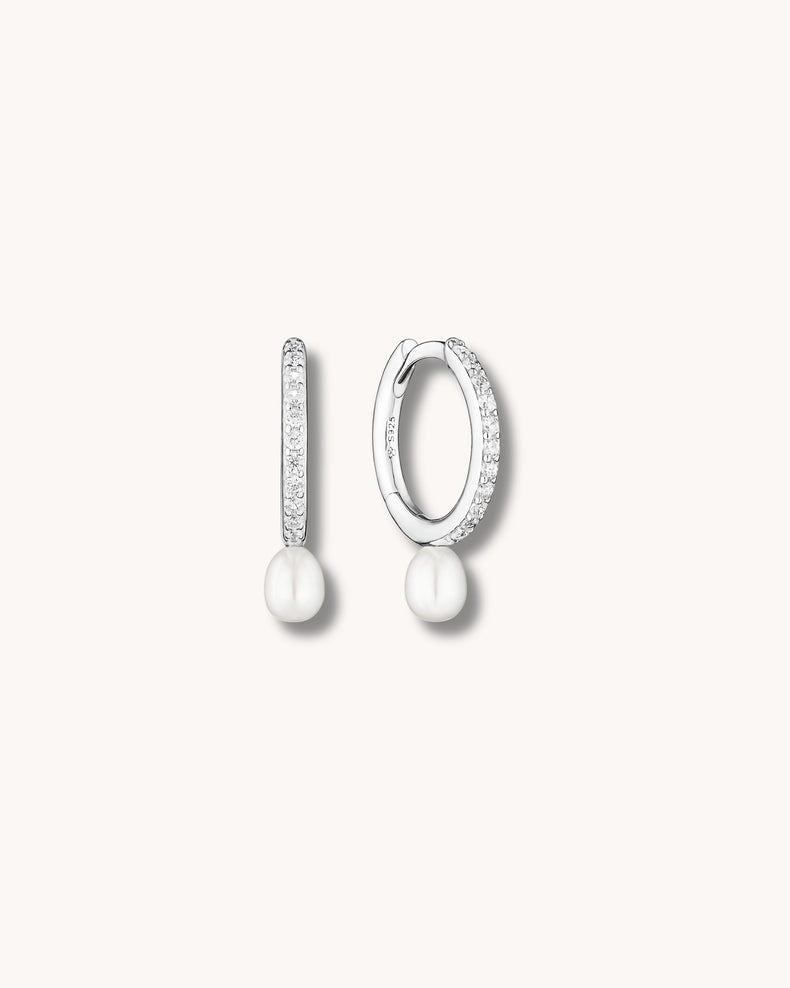 Sparkling Stone &amp; Pearl Hoops