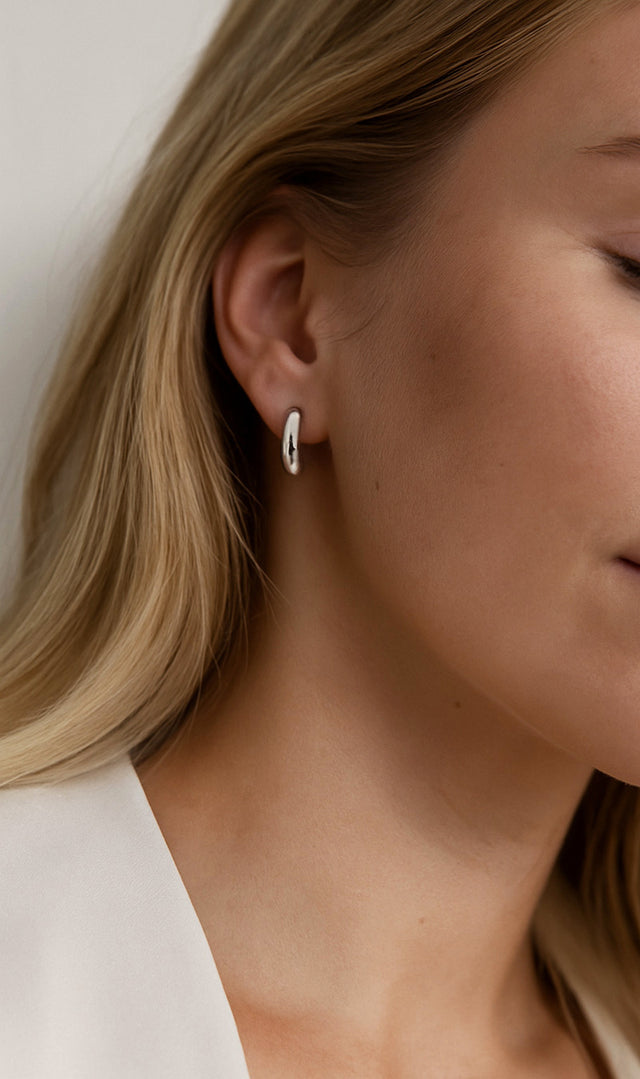 Plain Chunky Hoops, silver small