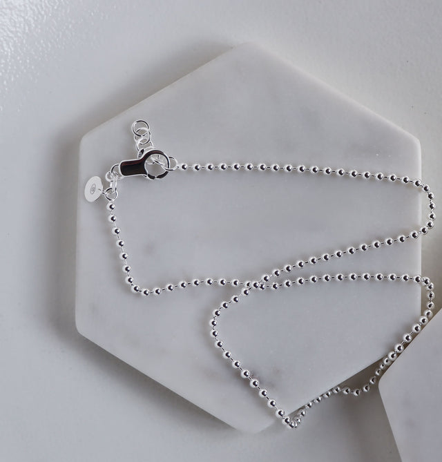 Beaded Chain Halsband silver 3 mm, 60 cm