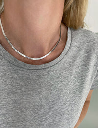 Chain Necklace silver, Pressed Snake chain / Herringbone, 3 mm