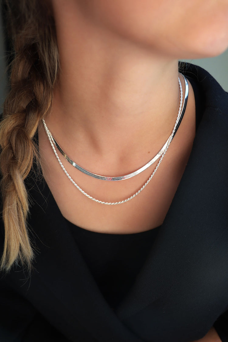 Flat Snake Chain Silver Slim Chain Flat Snake Chain Bracelet 925