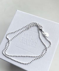 Beaded Chain Necklace, Ball chain silver 2 mm, 42-45 cm