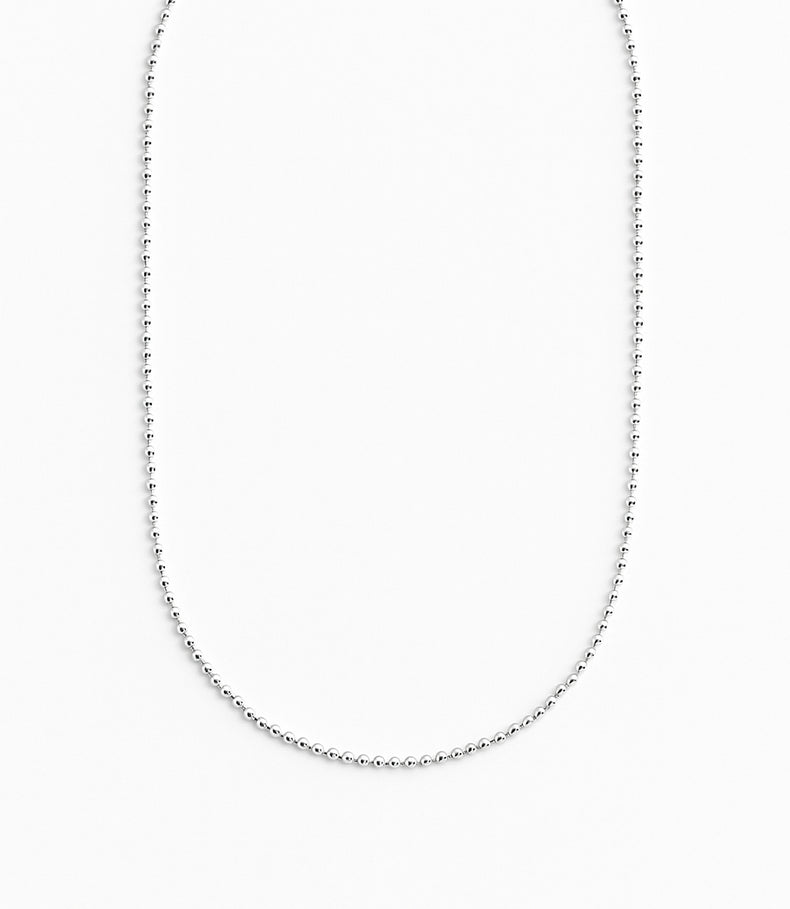 Beaded Chain Necklace, Ball chain silver 2 mm, 42-45 cm