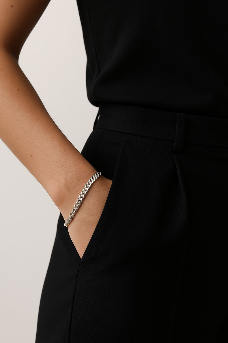 Pansarkedja Armband Dam, silver 5 mm