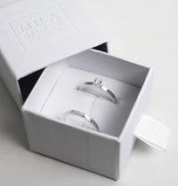 WEDDING & ENGAGEMENT RING SET for her, Monet + Silver ring straight