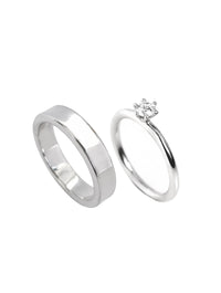 Set Vigsel/Förlovningsringar till henne & honom | Julie 0,25 ct + Plain silverring