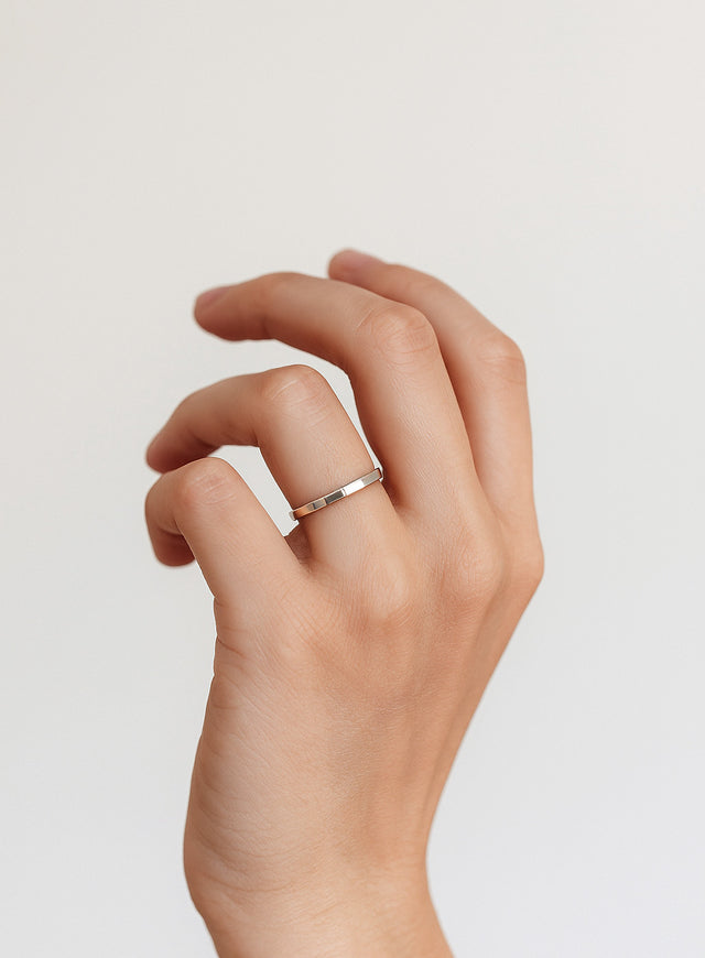 Verlobungsringe Paar, Silberringe schlicht 2 mm + 5 mm Ring