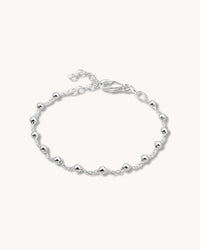 Smalt silverarmband med kedja och små kulor till dam. Äkta silver. 