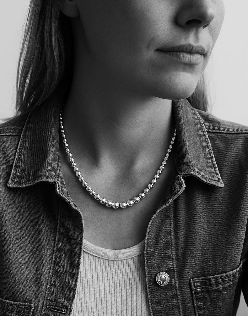 Silver Pearl Necklace, silver