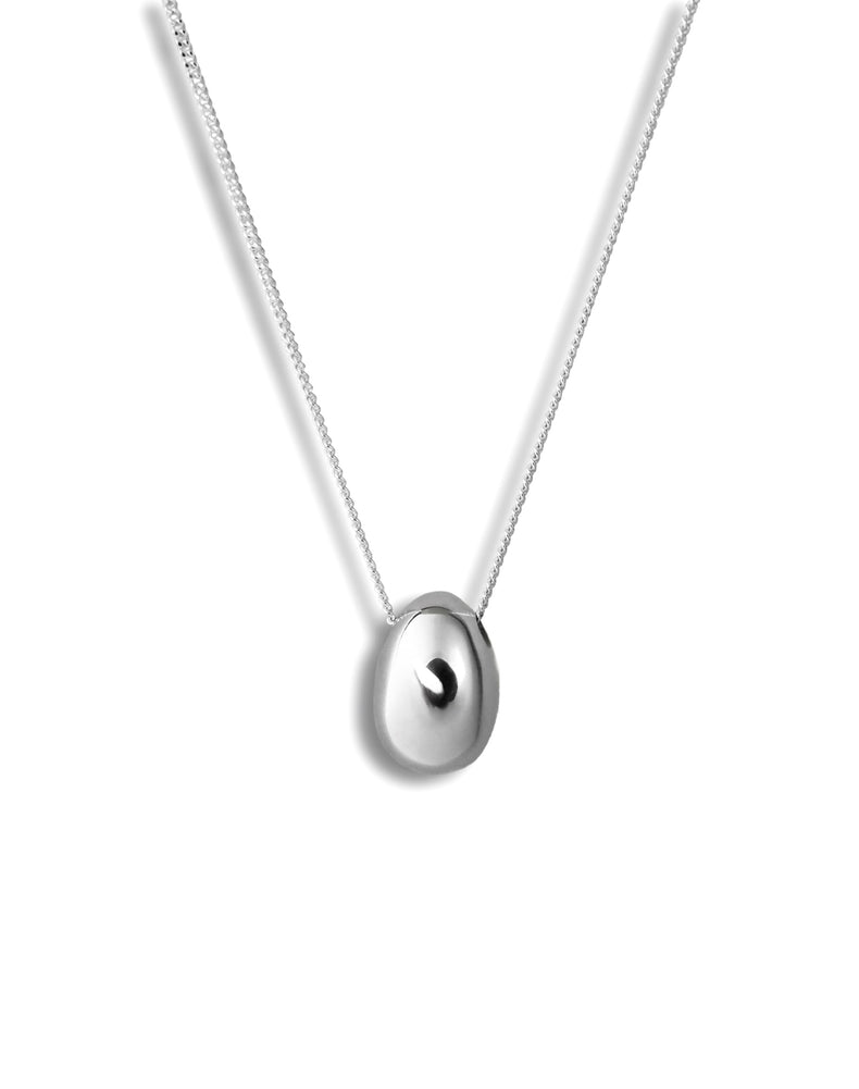 Silver Egg Medium Pendant Necklace, silver