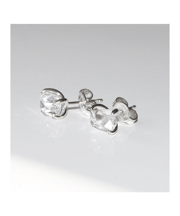 UNCUT Herkimer Diamond ear studs, silver - Mila Silver